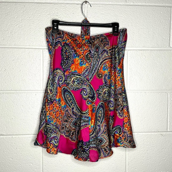 < Lauren Ralph Lauren Pink Satin Paisley Print Top > - Picture 3 of 3